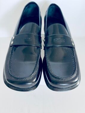 Coach Black Leather Loafers Caroline Size 7